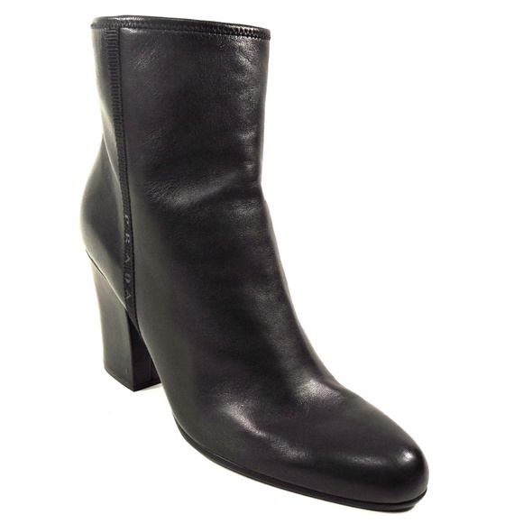 PRADA 🇮🇹 WOMEN'S BLACK SOFT LEATHER COMFORT FASHION BOOTIE - Picture 3 of 9
